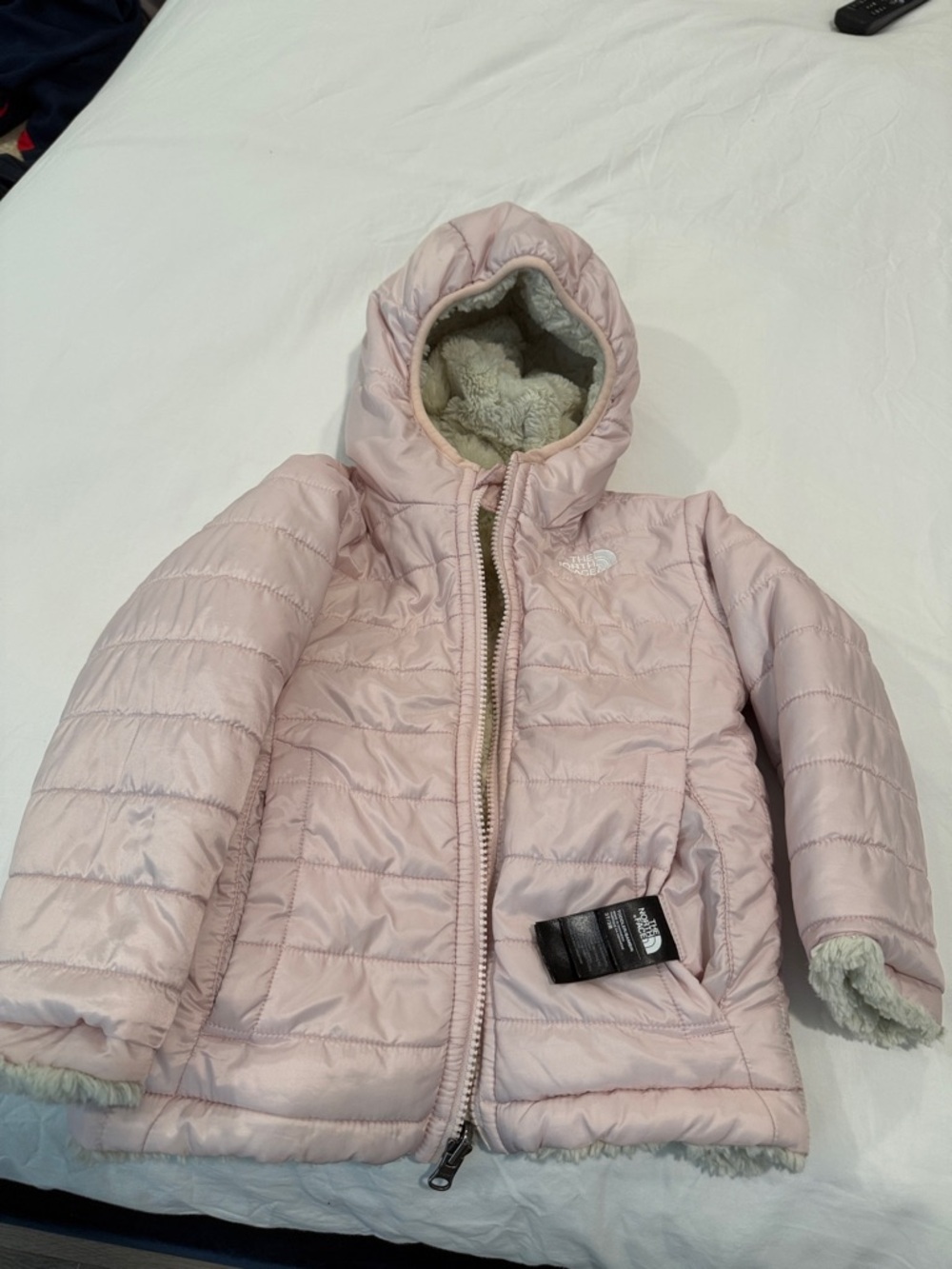 The North Face Light Pink Quilted Hooded Puffer Jacket